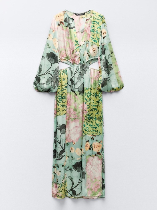 Zara Dresses & Skirts - Zara Pastel Floral Maxi Dress in Mint, Pink & Cream